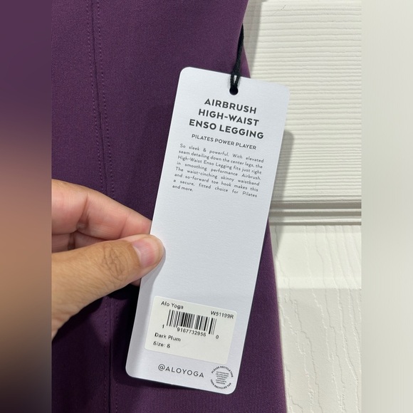 Alo Yog Women's Small Airbrush High-Waist Enso Legging Dark Plum NWT Seam Detail - Picture 10 of 10